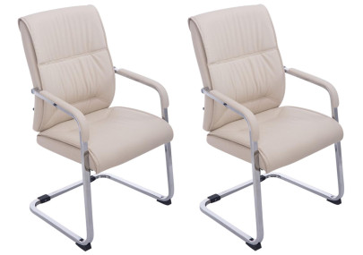 Set di 2 sedie a sbalzo XXL Anubis in similpelle crema