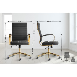 Fauteuil de bureau Havana, similicuir noir