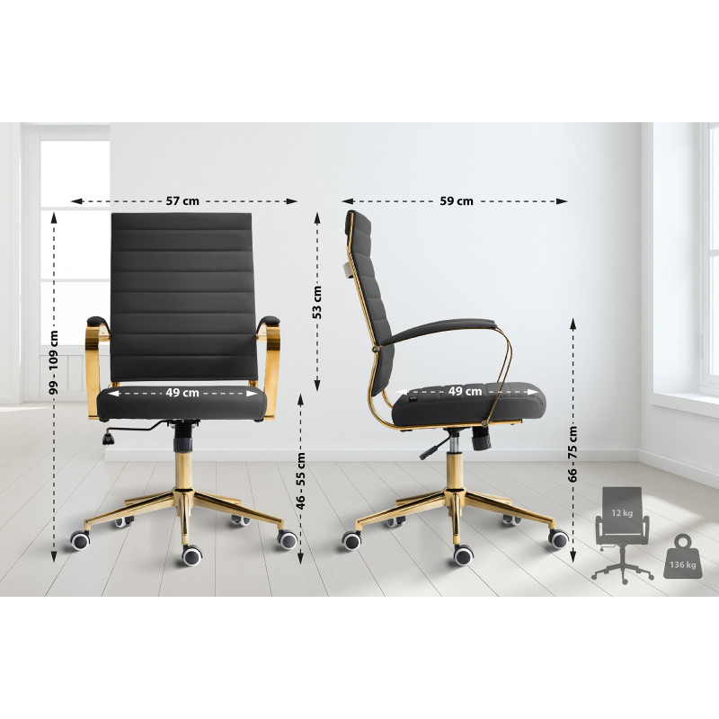 Sedia da ufficio in similpelle Havanna nero