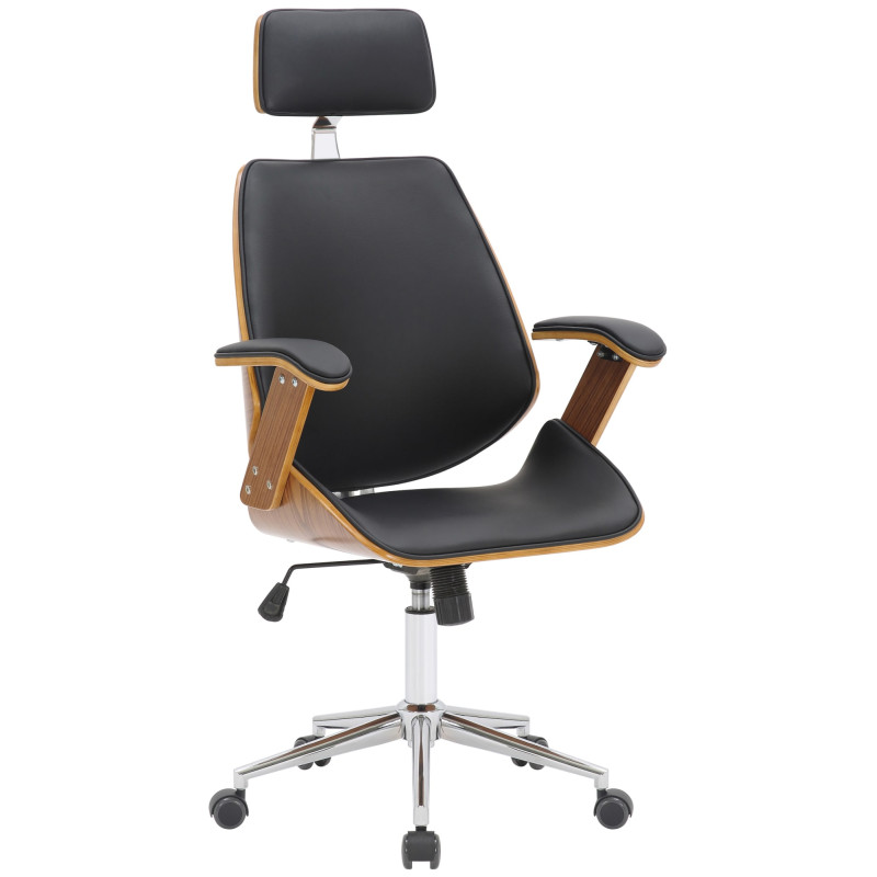 Silla de oficina Chicago en cuero sintético & Madera Nogal/negro
