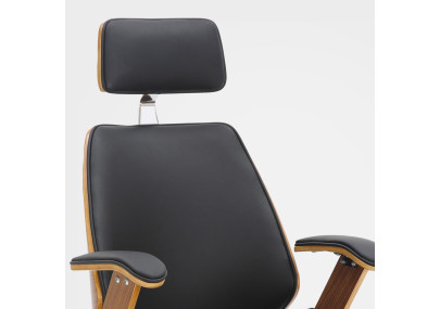 Silla de oficina Chicago en cuero sintético & Madera Nogal/negro