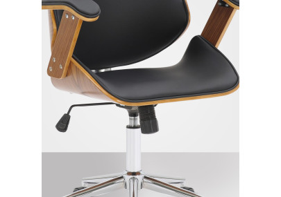 Silla de oficina Chicago en cuero sintético & Madera Nogal/negro