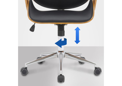 Chaise de bureau Chicago, similicuir, noyer/noir