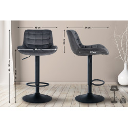 Tabouret de bar en velours Tover gris foncé