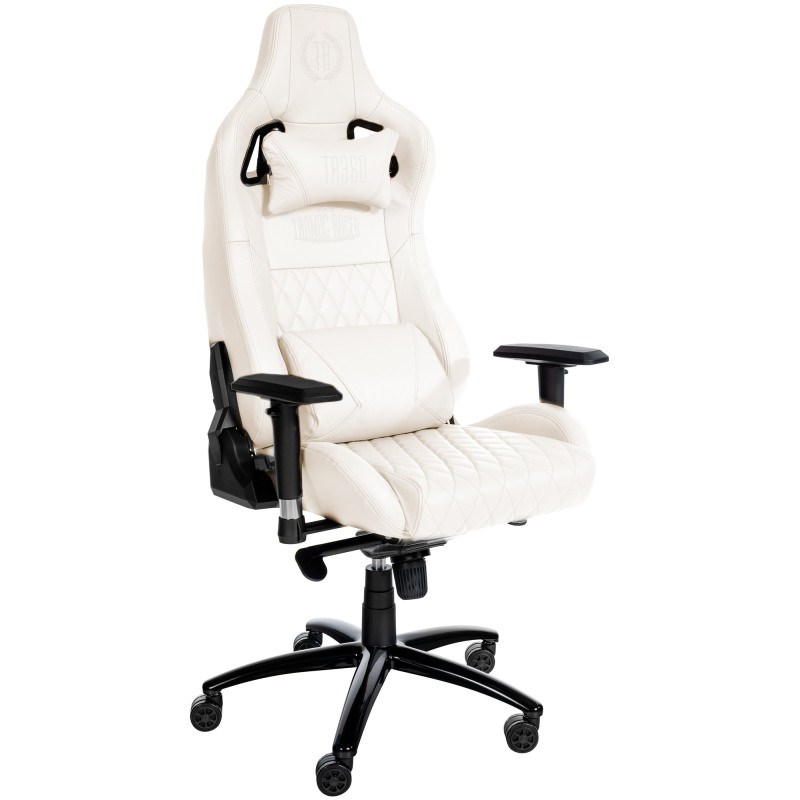 Fauteuil de bureau Keren, cuir véritable, blanc