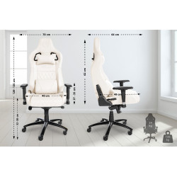 Fauteuil de bureau Keren, cuir v?ritable, blanc