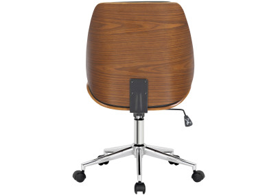 Chaise de bureau Mitch, chromée, noyer/noire