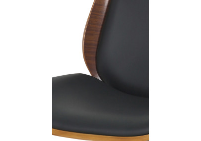 Chaise de bureau Mitch, chromée, noyer/noire