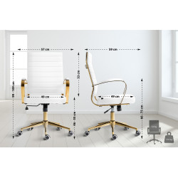 Fauteuil de bureau Havana, similicuir, blanc