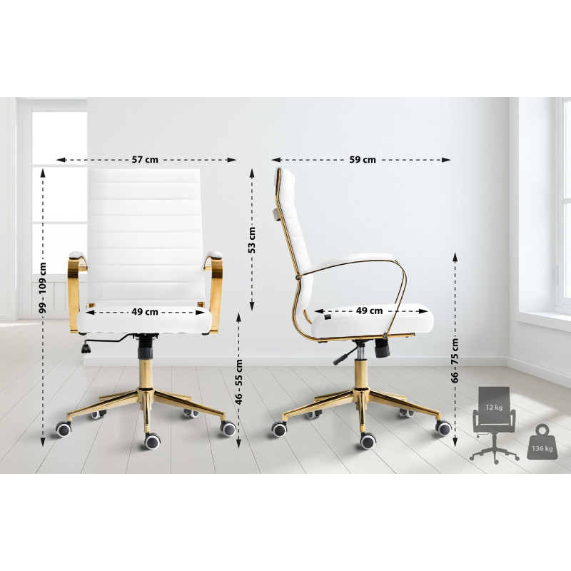 Silla de oficina Havanna en polipiel Blanco