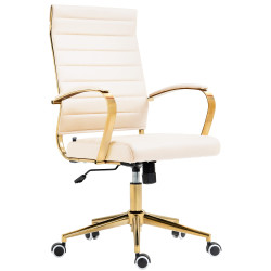 Silla de oficina Havanna en polipiel Crema