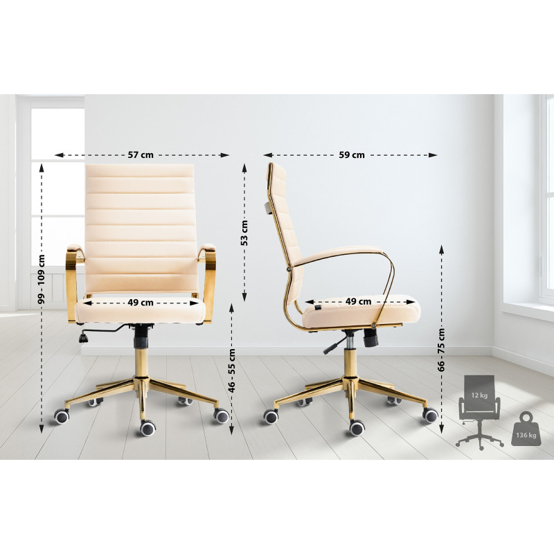 Sedia da ufficio in similpelle Havanna crema