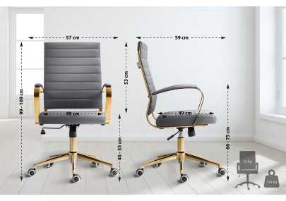 Silla de oficina Havanna en polipiel Gris