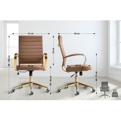 Fauteuil de bureau Havana, similicuir marron clair