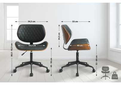 Chaise de bureau Harvest en similicuir noyer/noir