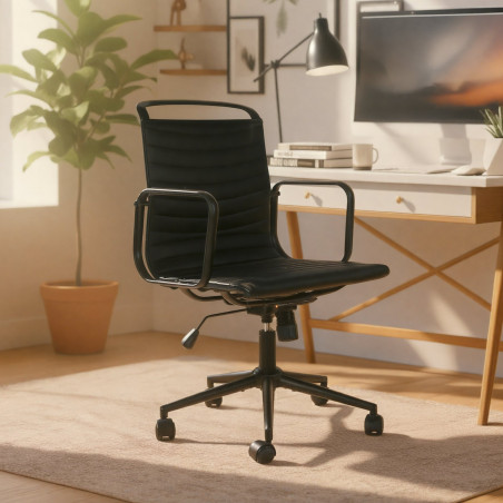 Chaise de bureau Bakers, similicuir, noire