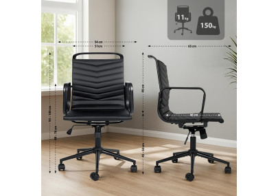 Chaise de bureau Bakers, similicuir, noire