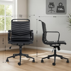 Chaise de bureau Bakers, similicuir, noire