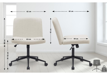 Chaise de bureau Kingman, tissu crème
