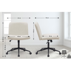 Chaise de bureau Kingman, tissu crème