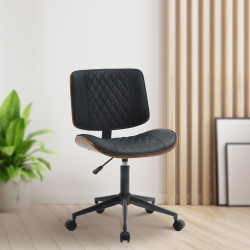 Fauteuil de bureau Plover, similicuir, noyer/noir