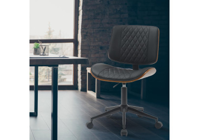 Fauteuil de bureau Plover, similicuir, noyer/noir