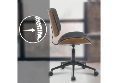 Fauteuil de bureau Plover, similicuir, noyer/noir