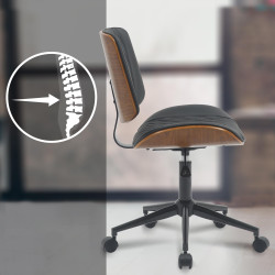 Fauteuil de bureau Plover, similicuir, noyer/noir