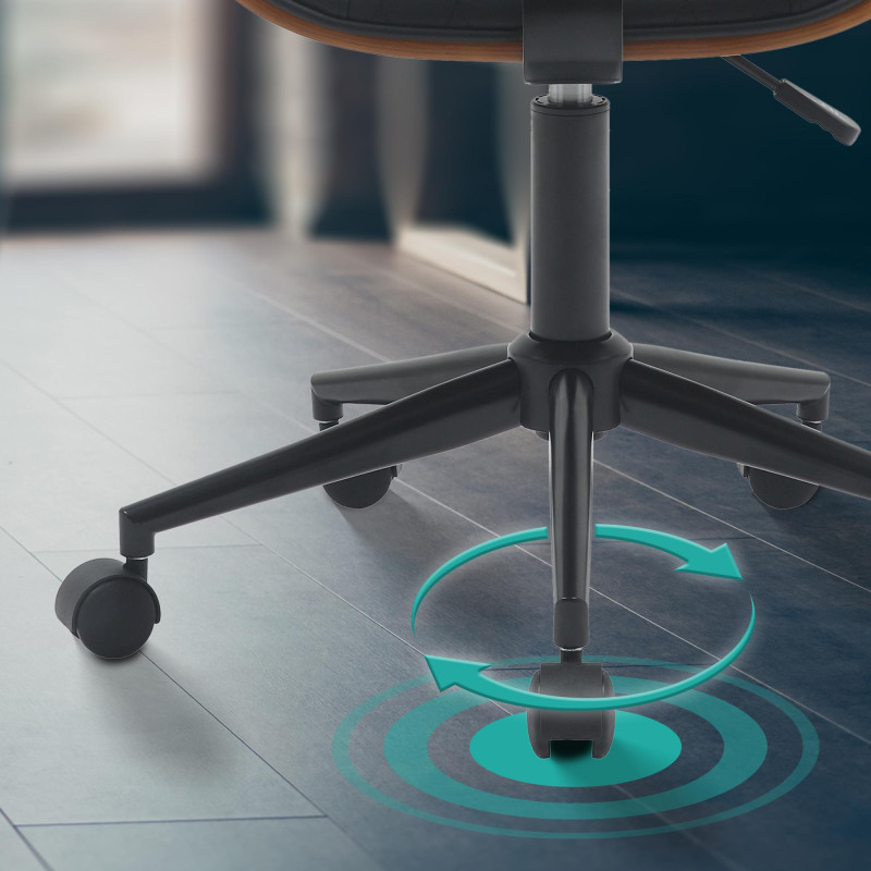 Fauteuil de bureau Plover, similicuir, noyer/noir