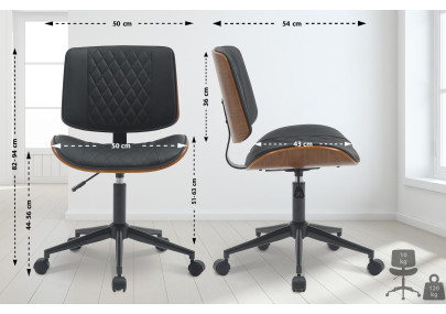 Fauteuil de bureau Plover, similicuir, noyer/noir