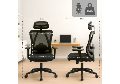 Chaise de bureau Elisha, noire