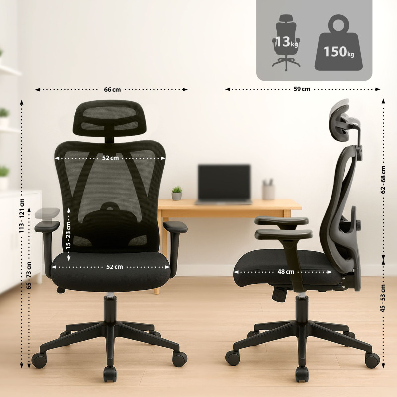 Chaise de bureau Elisha, noire