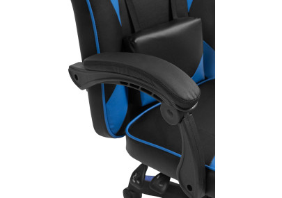 Chaise de bureau Orkney, similicuir, noir/bleu