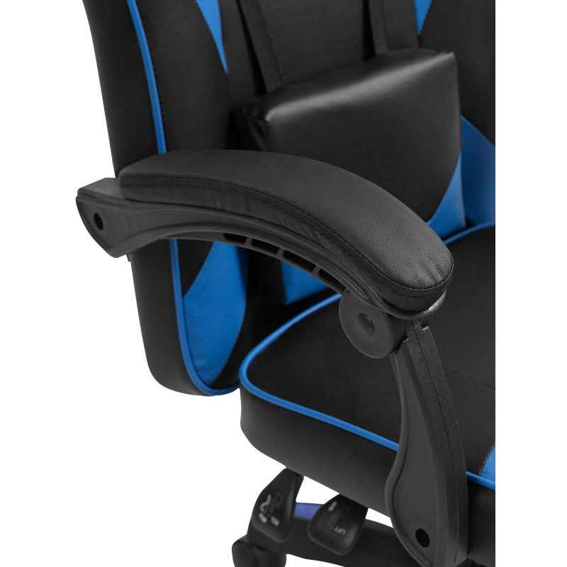 Chaise de bureau Orkney, similicuir, noir/bleu