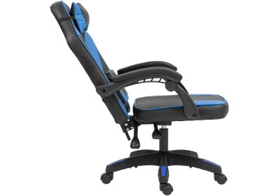 Chaise de bureau Orkney, similicuir, noir/bleu