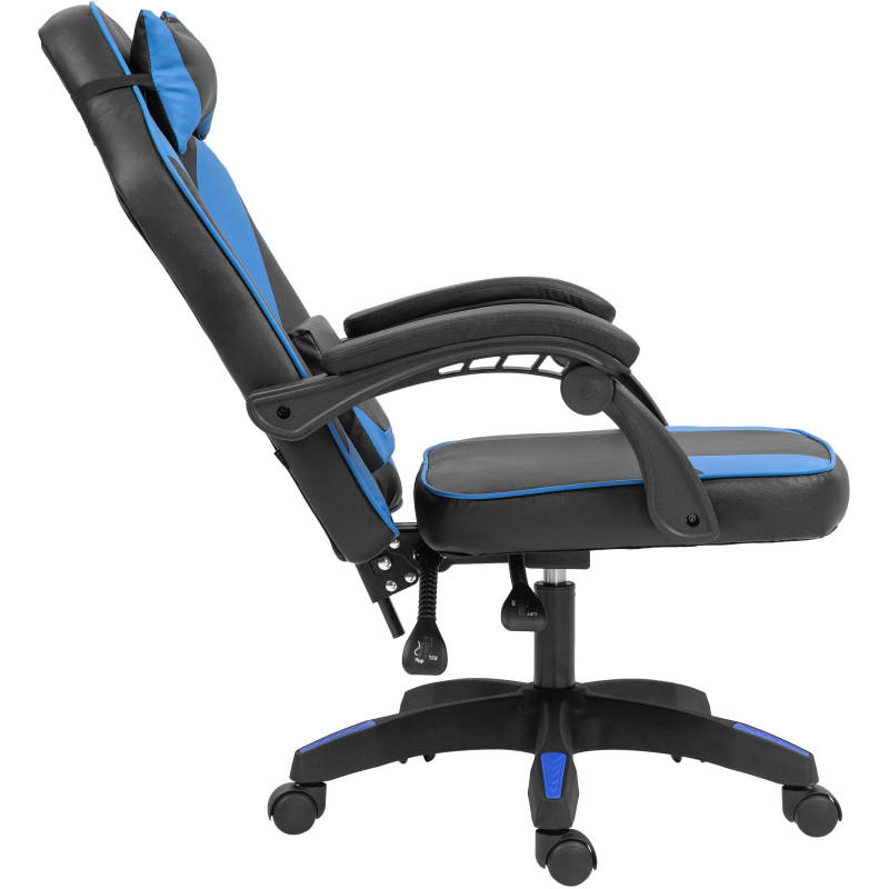 Chaise de bureau Orkney, similicuir, noir/bleu