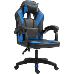 Chaise de bureau Orkney, similicuir, noir/bleu