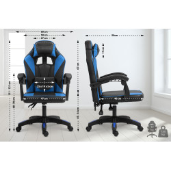 Chaise de bureau Orkney, similicuir, noir/bleu