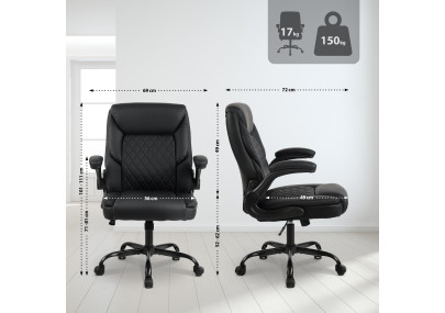 Chaise de bureau Medfield, similicuir, noire