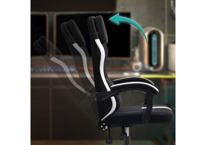 Chaise de bureau Miltona, tissu, noir et blanc