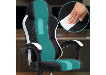 Chaise de bureau Miltona, tissu, noir et blanc