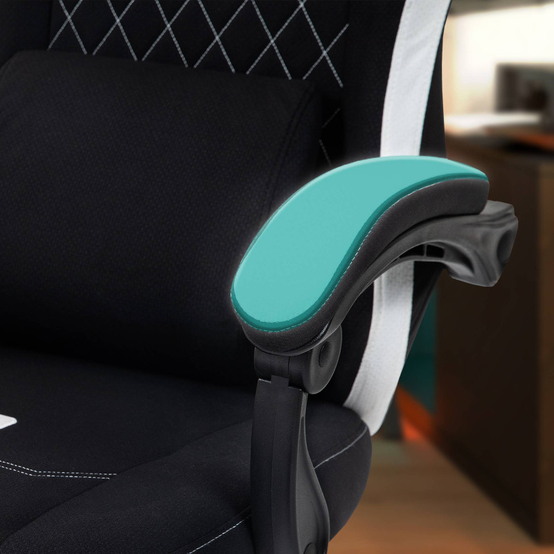 Chaise de bureau Miltona, tissu, noir et blanc