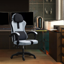 Chaise de bureau Miltona, tissu gris/noir