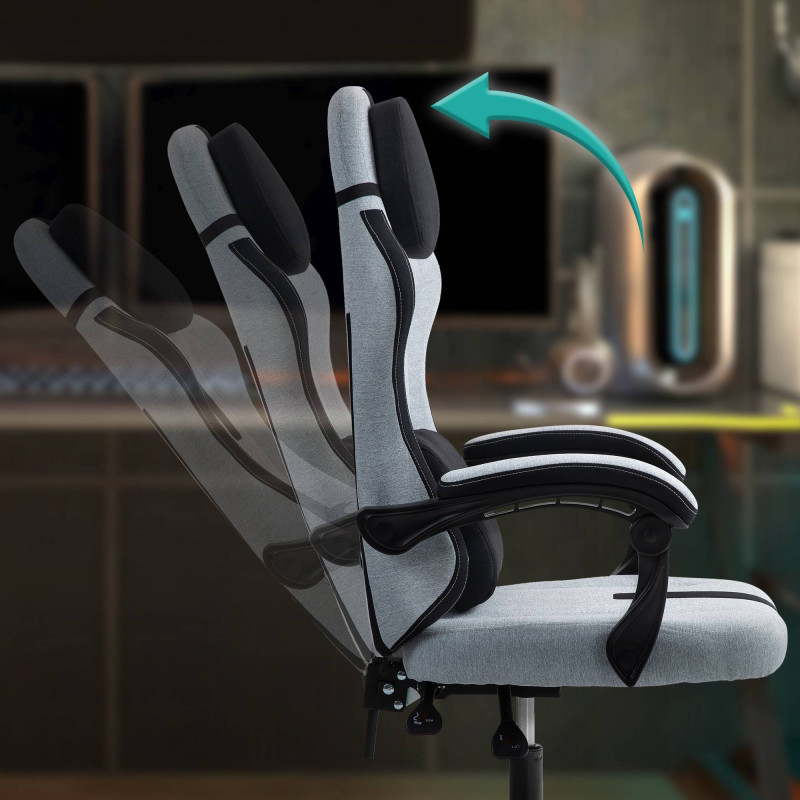 Chaise de bureau Miltona, tissu gris/noir