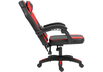 Chaise de bureau Orkney, similicuir, noir/rouge