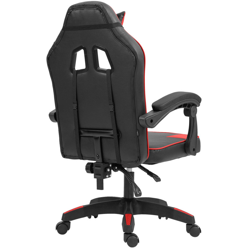 Chaise de bureau Orkney, similicuir, noir/rouge