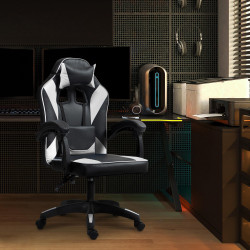 Chaise de bureau Orkney, similicuir, noir et blanc