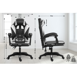 Chaise de bureau Orkney, similicuir, noir et blanc