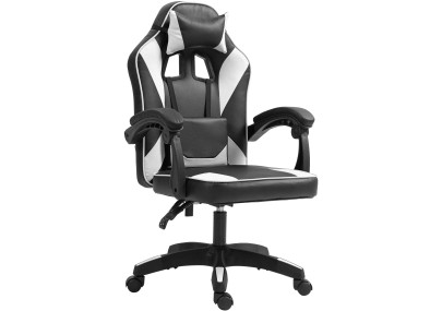 Chaise de bureau Orkney, similicuir, noir et blanc