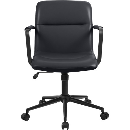 Fauteuil de bureau Hilda, cuir véritable, noir